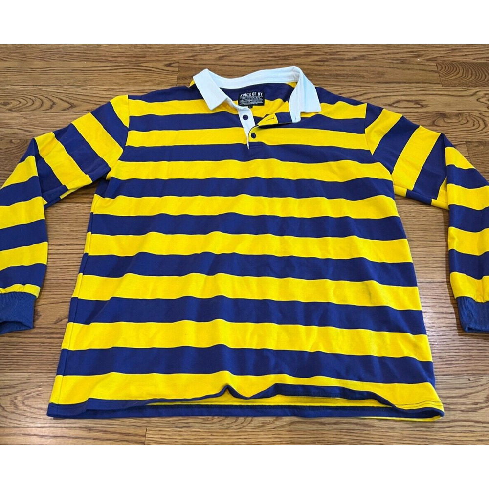 Mens Kings of NY Rugby Shirt Purple and Gold‎ Size Large
